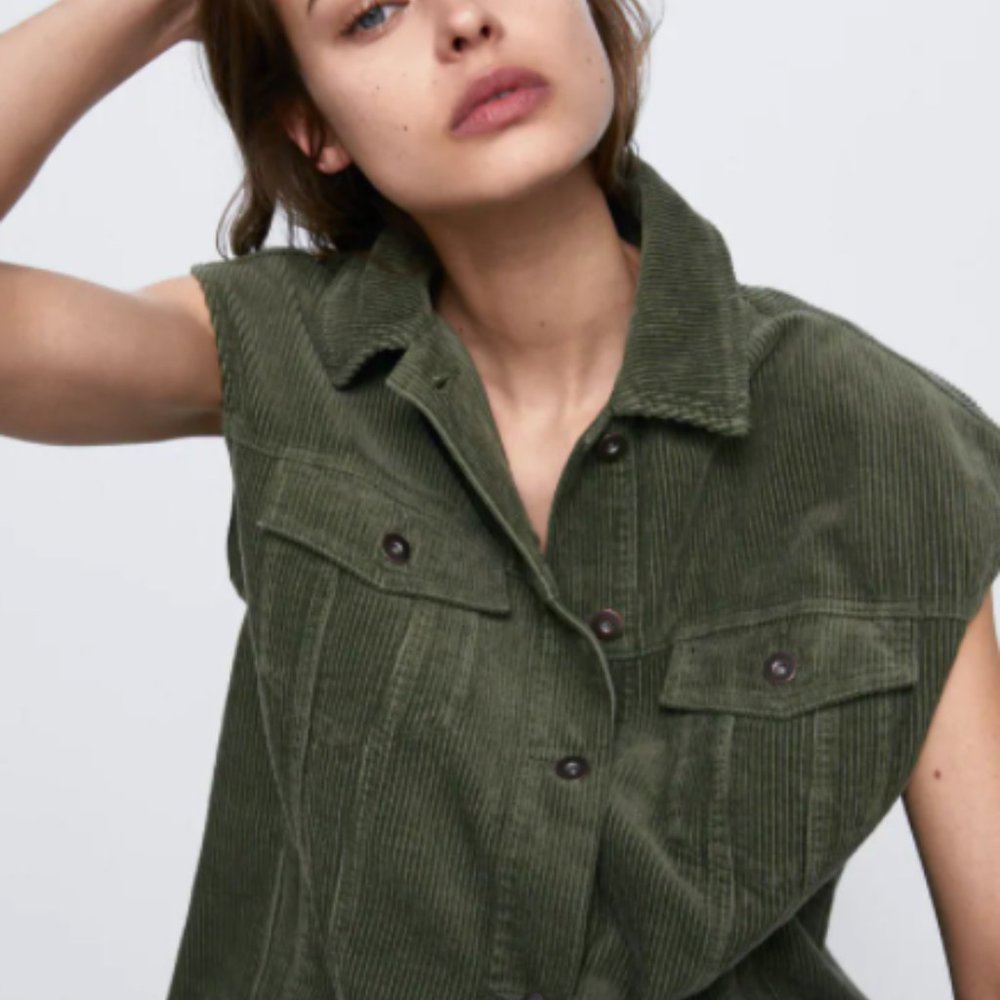 Zara | Olive Corduroy Vest NWT!